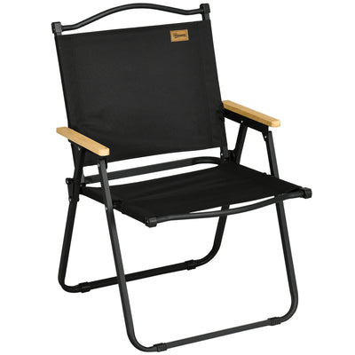 Outsunny Camping Chair for Adults, Lightweight Folding Chair, Portable Chair for Camping, Fishing, Beach and Outdoor Travel, Black 