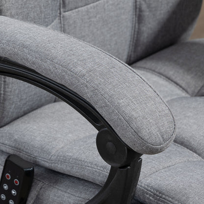 Vinsetto Office Chair, 6 Point Massage Desk Chair, Computer Chair with Footrest & Head Pillow, 360\'c2\'b0 Swivel Recliner Chair for Home Office, Grey