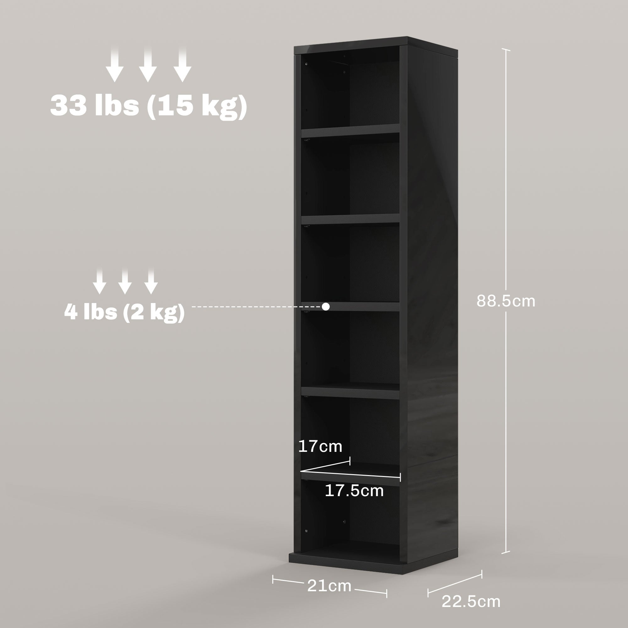 HOMCOM Set of Two 102 CD Storage Units - High Gloss Black 