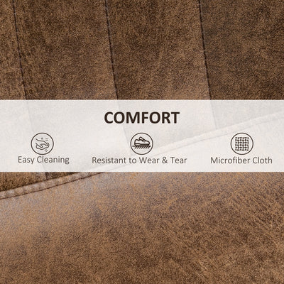 HOMCOM Bar Stools Set of 2, Swivel Counter Height Barstools with Back, Adjustable Bar Chairs, Breakfast Dining Stools for Kitchen Island Counter with Adjustable Steel Footrest & Base, Brown 