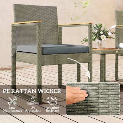 Outsunny Three-Piece Rattan Chair Set - Grey 