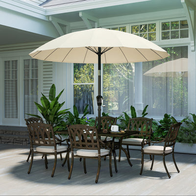 Outsunny 2 m Shanghai Garden Parasol Umbrella with 16 Fibreglass Ribs, Outdoor Parasol Sun Shade with Crank & Tilt, Cream White 