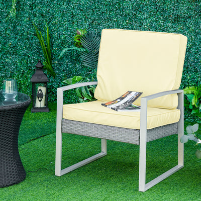 Outsunny Set of 2 Garden Seat and Back Cushion Set, Replacement Cushions for Outdoor Furniture with Seat Cushion and Back Cushion, Cream White 