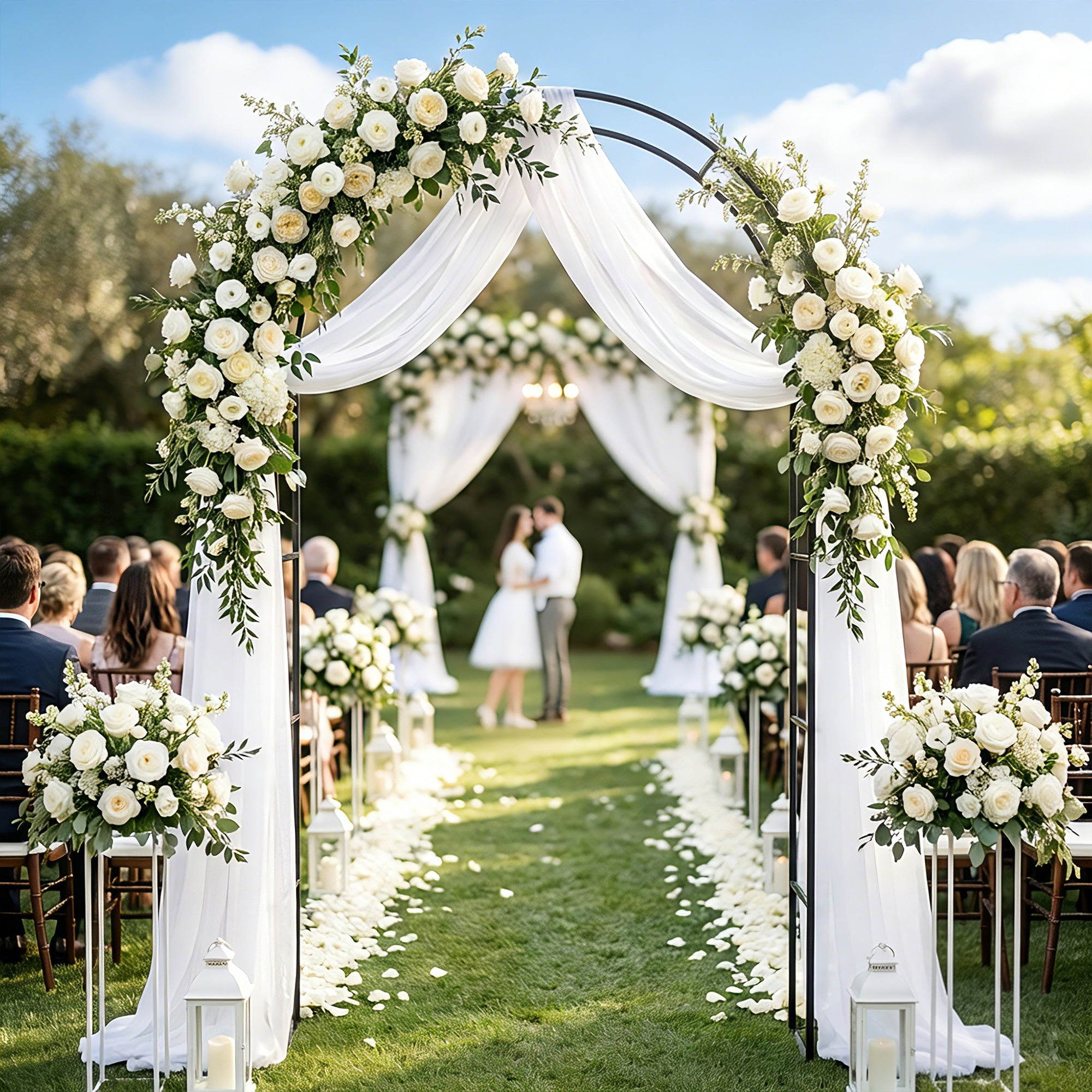 Outsunny Garden Arch, 2.4 m High x 1.5 m Wide Metal Garden Trellis for Climbing Plants, Outdoor Wedding Arch for Bridal, Black 