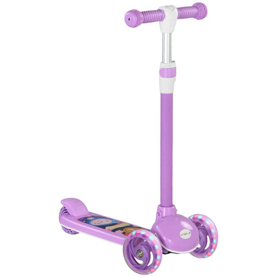 AIYAPLAY Kids 3 Wheel Scooter for 2-6 Years Old w/ Adjustable Height, LED Light, TPE Handlebar, Purple 