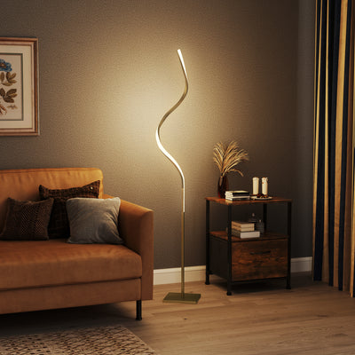 HOMCOM LED Floor Lamp with 3 Adjustable Brightness, Modern Standing Lamp with Foot Switch for Bedroom, Living Room, Gold Tone 