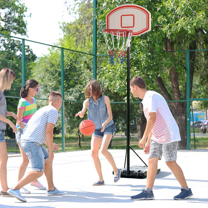 HOMCOM Portable Basketball Stand 175-215cm Adjustable Height Sturdy Rim Hoop w/ Large Wheels Stable Base Net Free Standing 