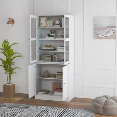 HOMCOM Double Storage Display Cabinet - White 