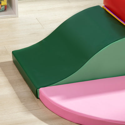 HOMCOM 6 Piece Soft Play Equipment for Kids Climb and Crawl, Red 
