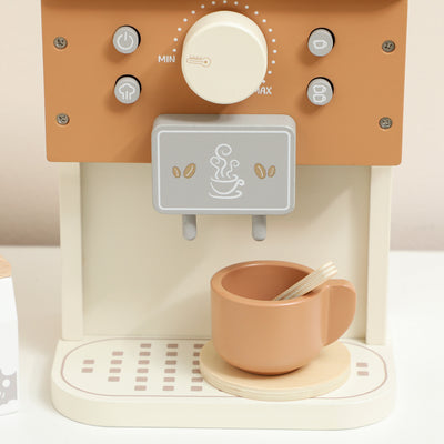 AIYAPLAY Kids Wooden Coffee Machine Toy, Pretend Play Kitchen Accessories Gift for Boys and Girls Ages 3+ 
