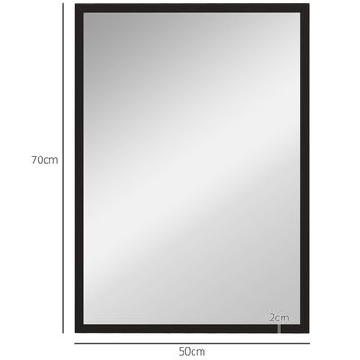 HOMCOM Wall Bathroom Mirror, 70 x 50 cm Wall-Mounted Mirror for Living Room, Bedroom, Hallway, Black 
