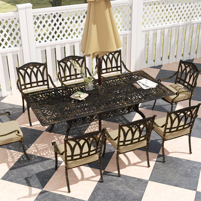 Outsunny Nine-Piece Cast Aluminium Garden Dining Set - Bronze Tone 