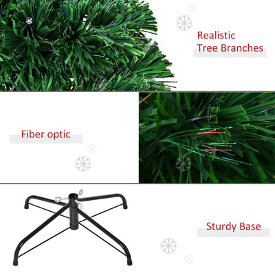 HOMCOM 4FT Pre-Lit Fibre Optic Artificial Christmas Tree Holiday Xmas Décor with Tree Topper Multi-Colour 