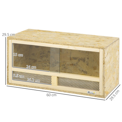 PawHut Reptile Terrarium Vivarium Habitat w/ Transparent Sliding Doors, Breathable Mesh, for Lizards, Horned Frogs, Snakes and Chameleons, 60 x 29.5 x 29.5cm 