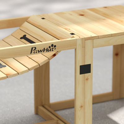 PawHut 3 Pieces Wooden Dog Agility Training Equipment with Soft Bridge, Pause Platform and Pet Stair for Outdoor, Natural Wood 