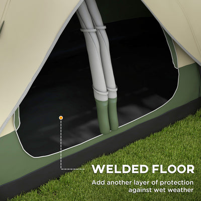 Outsunny Camping Tent for 6-8 Man with 2000mm Waterproof Rainfly and Carry Bag for Fishing Hiking Festival, Dark Green 