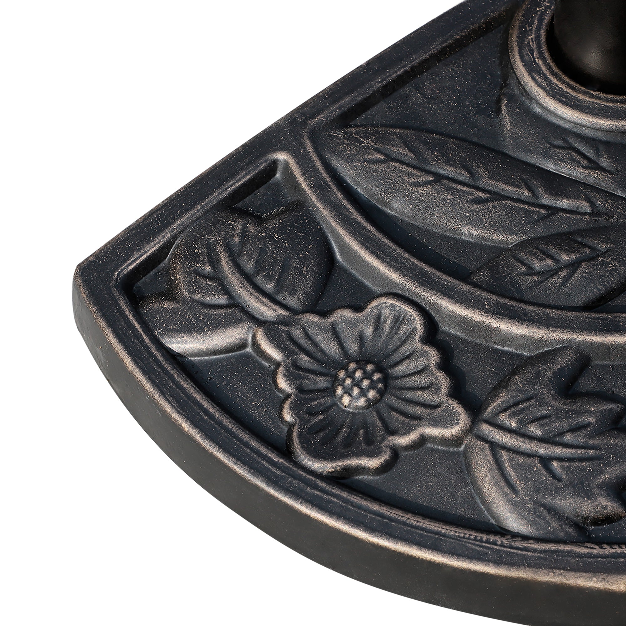 Outsunny 9kg Resin Parasol Base, Half Round Umbrella Stand with Floral Design for Garden, Outdoor, Suitable Umbrella Rod: Φ3.8cm, Φ4.8cm, Bronze Tone 