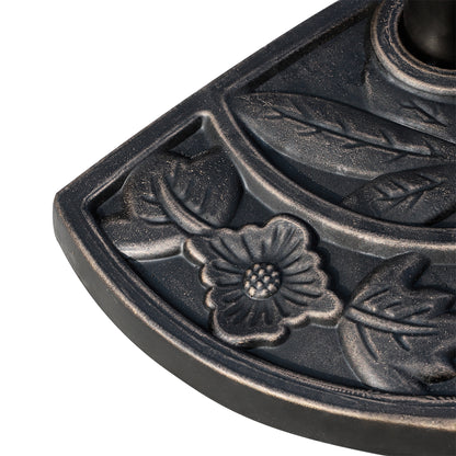 Outsunny 9kg Resin Parasol Base, Half Round Umbrella Stand with Floral Design for Garden, Outdoor, Suitable Umbrella Rod: Φ3.8cm, Φ4.8cm, Bronze Tone 