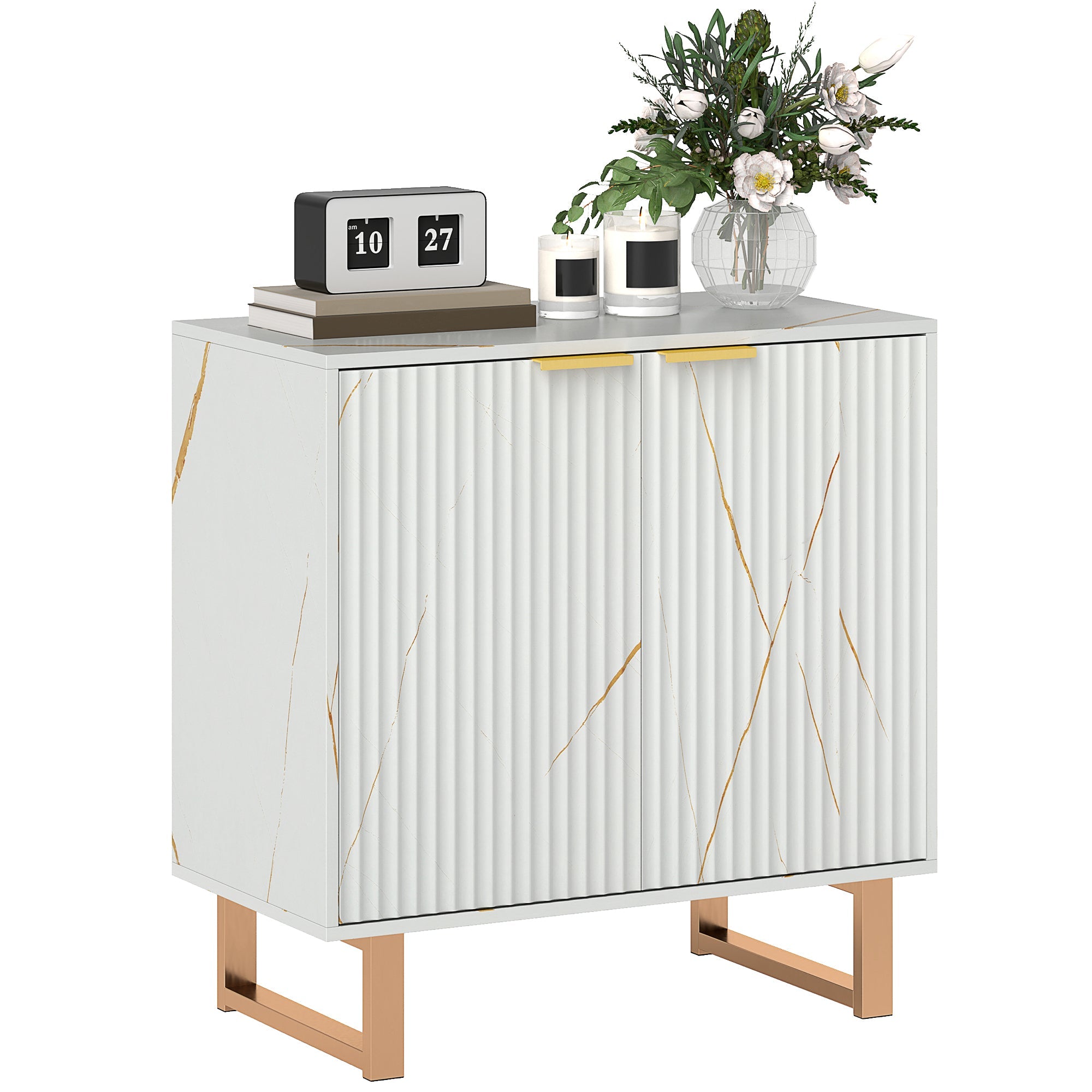 HOMCOM Elegant Storage Sideboard - White/Gold-Tone 