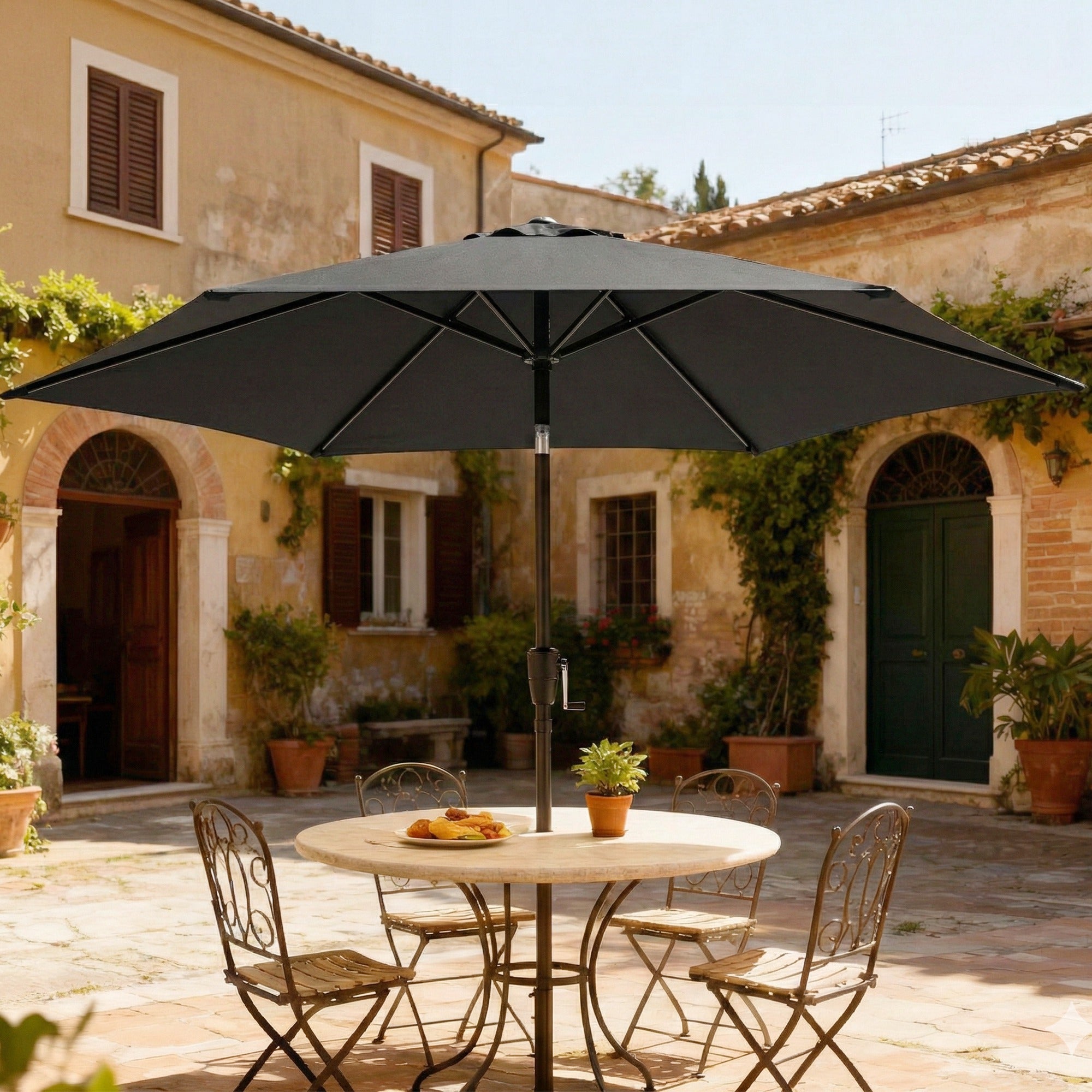 Outsunny 2m Garden Parasol Umbrella, Outdoor Table Parasol Umbrella with Crank Handle, Tilt Function, UV30+ Protection 