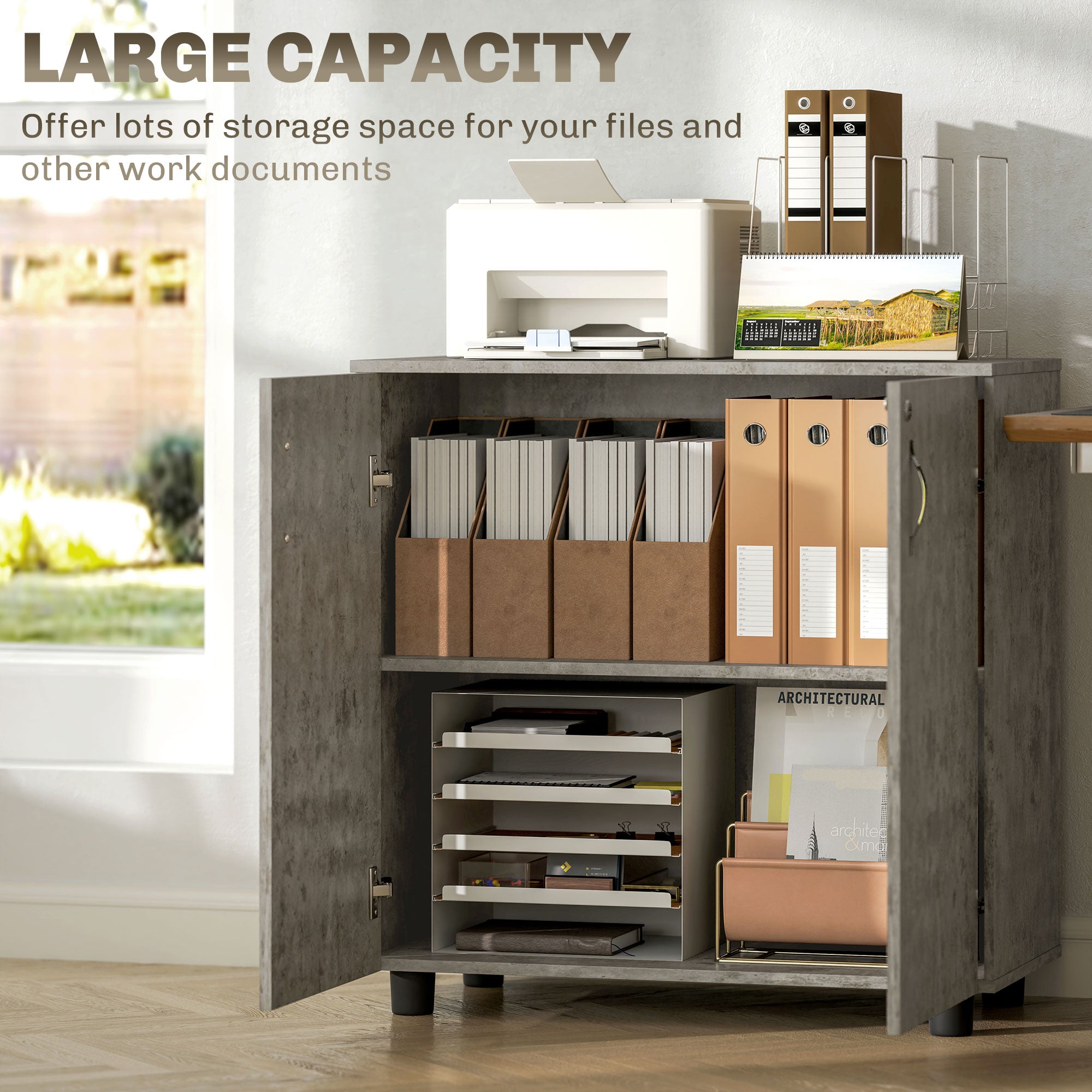 Vinsetto Two-Tier Locking Office Storage Cabinet - Grey 