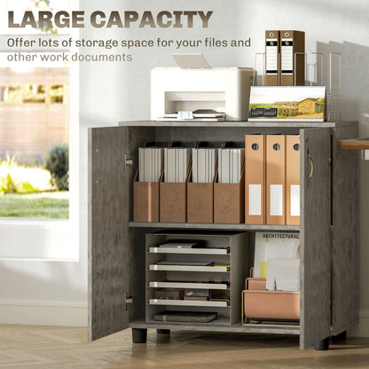 Vinsetto Two-Tier Locking Office Storage Cabinet - Grey 