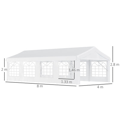 Outsunny 8m x 4m Garden Gazebo Marquee Party Tent Wedding Portable Garage Carport Event shelter Car Canopy Outdoor Heavy Duty Steel Frame Waterproof Rot Resistant 