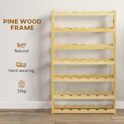 HOMCOM 42-Bottle Wooden Wine Rack - Natural Finish 