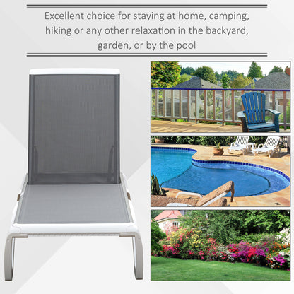Outsunny Aluminium Frame Sun Lounger, with Adjustable Back - Grey 