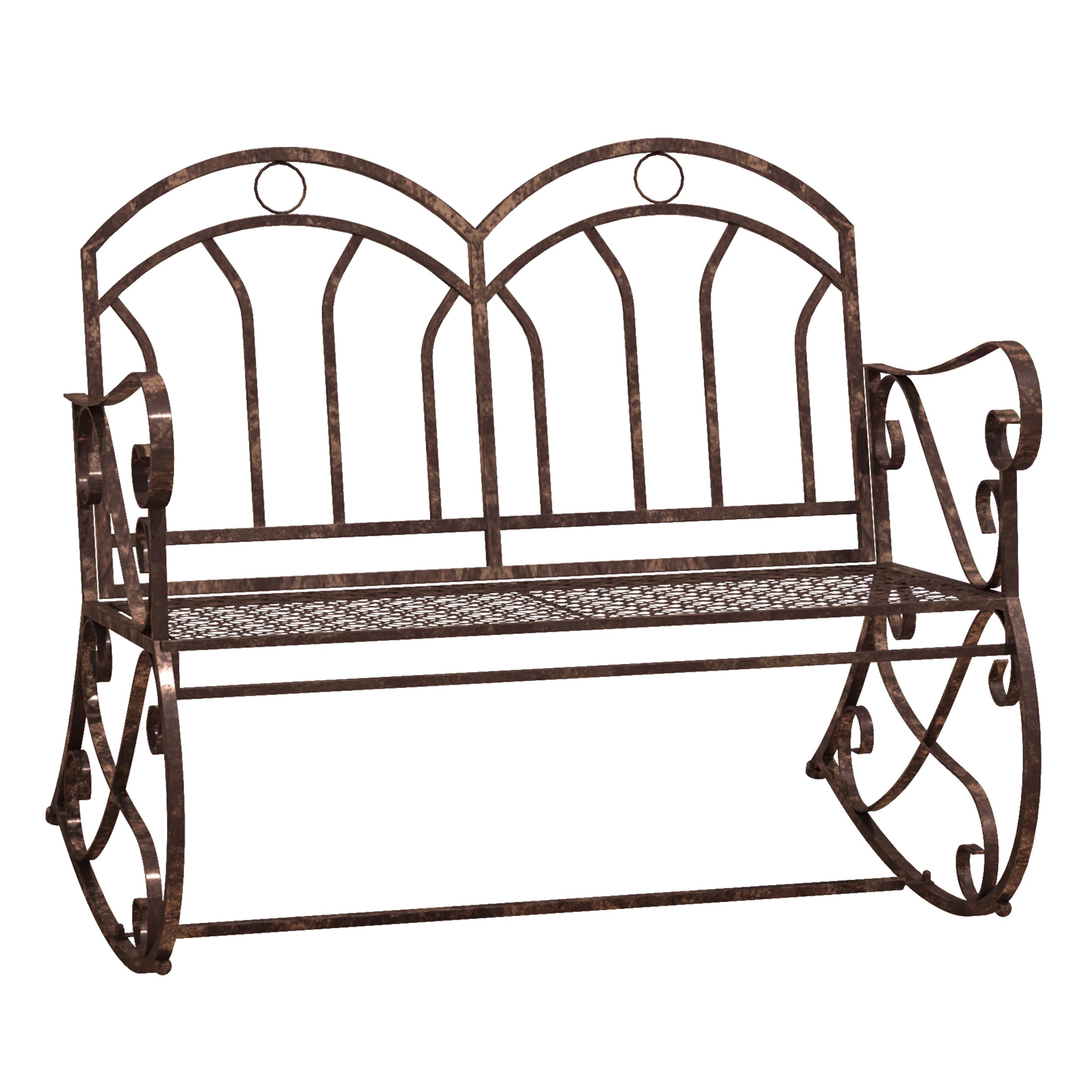 Outdoor Iron Rocking Chair-Bronze Red 