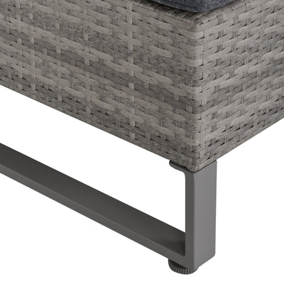 Outsunny 4 Pieces Rattan Garden Furniture Set, 4 Seater Garden Sofa Set with Storage Box, Loveseats and Glass Top Table, Wicker Outdoor Conservatory Furniture with Cushions for Outdoor, Patio, Grey 