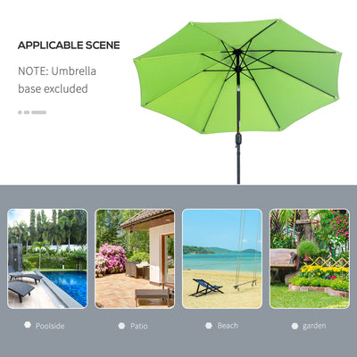 Outsunny 2.7M Garden Parasol Umbrella with Glass Fibre Ribs and Aluminium Frame, Tilting Sun Shade Shelter Canopy, Light Green 