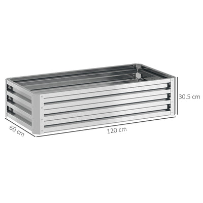 Outsunny Raised Beds for Garden, Galvanized Outdoor Planters, for Herbs and Vegetables, Use for Patio, Backyard, Balcony, Silver 