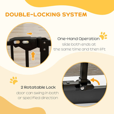 PawHut Metal 74-80cm Wide Adjustable Dog Gate Black 