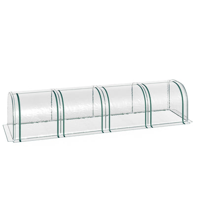 Outsunny Mini Greenhouse, Small Polytunnel Green House with Zipped Doors, Steel Frame for Garden Backyard, 395 x 100 x 80cm, Clear 