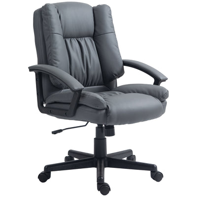 HOMCOM Office Chair, Computer Desk Chair, Mid Back Executive Chair with Adjustable Height and Swivel Rolling Wheels for Home Study, Dark Grey 