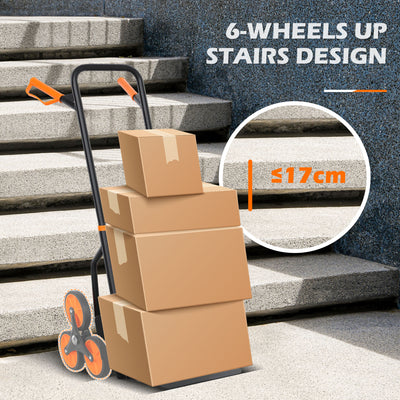 DURHAND Six-Wheel Folding  Sack Barrow Trolley - Black/Orange 