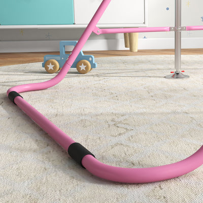 HOMCOM Kids Gymnastic Bar, with Adjustable Height, Foldable Horizontal Bars - Pink 