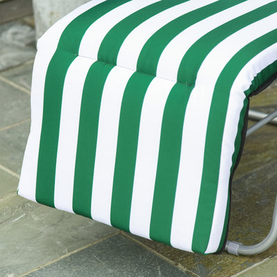 Outsunny 2 Pieces Outdoor Sun Lounger Set with Cushions, Patio Folding 5-Level   Adjustable Backrest Recliner Chairs Set of 2 with High Backrest and Armrests, Green & White 