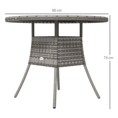 Outsunny 90cm Four-Person Wood-Effect Rattan Table - Grey 