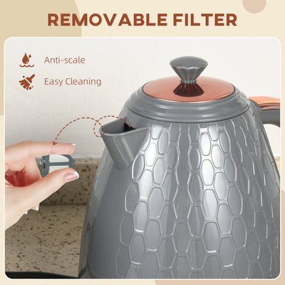 HOMCOM 3kW Rapid Boil Honeycomb Kettle - Grey 