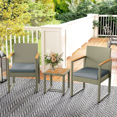 Outsunny Three-Piece Rattan Chair Set - Grey 