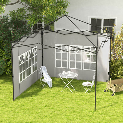 Outsunny Gazebo Side Panels, Sides Replacement with Window for 3x3(m) or 3x6m Gazebo Canopy, 2 Pack, White 