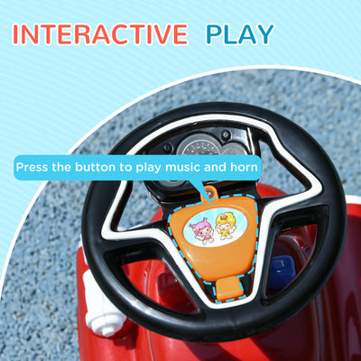 AIYAPLAY Ride On Fire Truck Foot to Floor Design with Under Seat Storage, Steering Wheel, Music, Light, for 1.5-3 Years, Red 