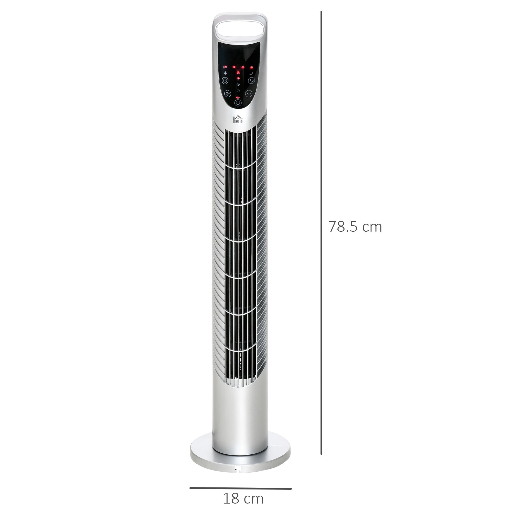 HOMCOM 31" Oscillating Tower Fan with Remote Control, 7.5H Timer, 3 Speed 3 Modes, Electric Floor Standing Cooling Fan for Home Bedroom Office, Silver 