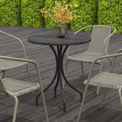 Outsunny Φ66cm Galvanised Steel Garden Table - Grey 