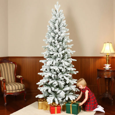 HOMCOM 7ft Flocked Artificial Christmas Tree 