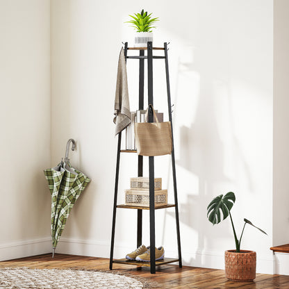 HOMCOM Compact Freestanding Coat Rack -  Black/Brown