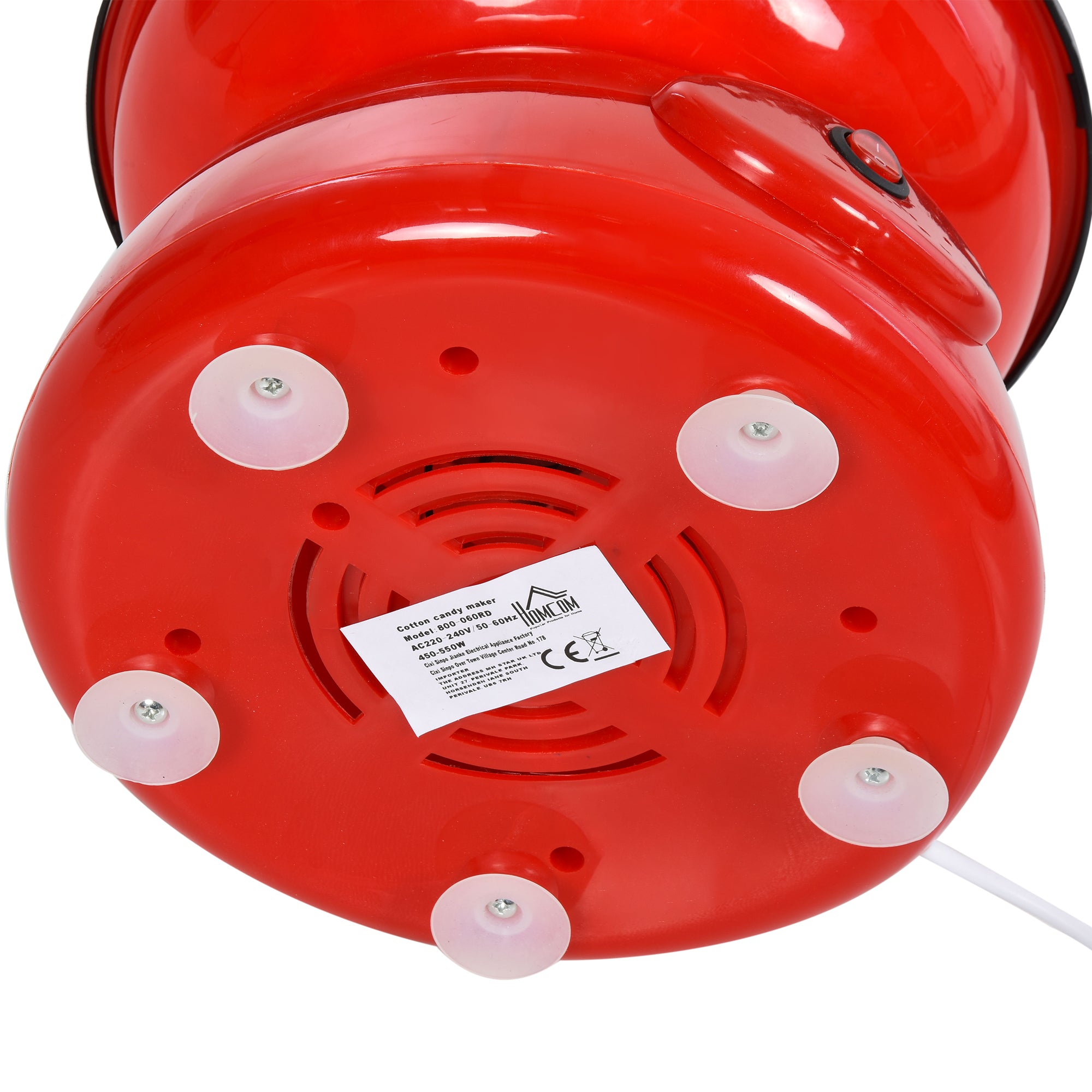 HOMCOM 450W Electric Candyfloss Machine Kit Non-Stick Plates Fairground Fun Children Adult Party Gift Home Sweet Metal Body w/ Accessories Red 