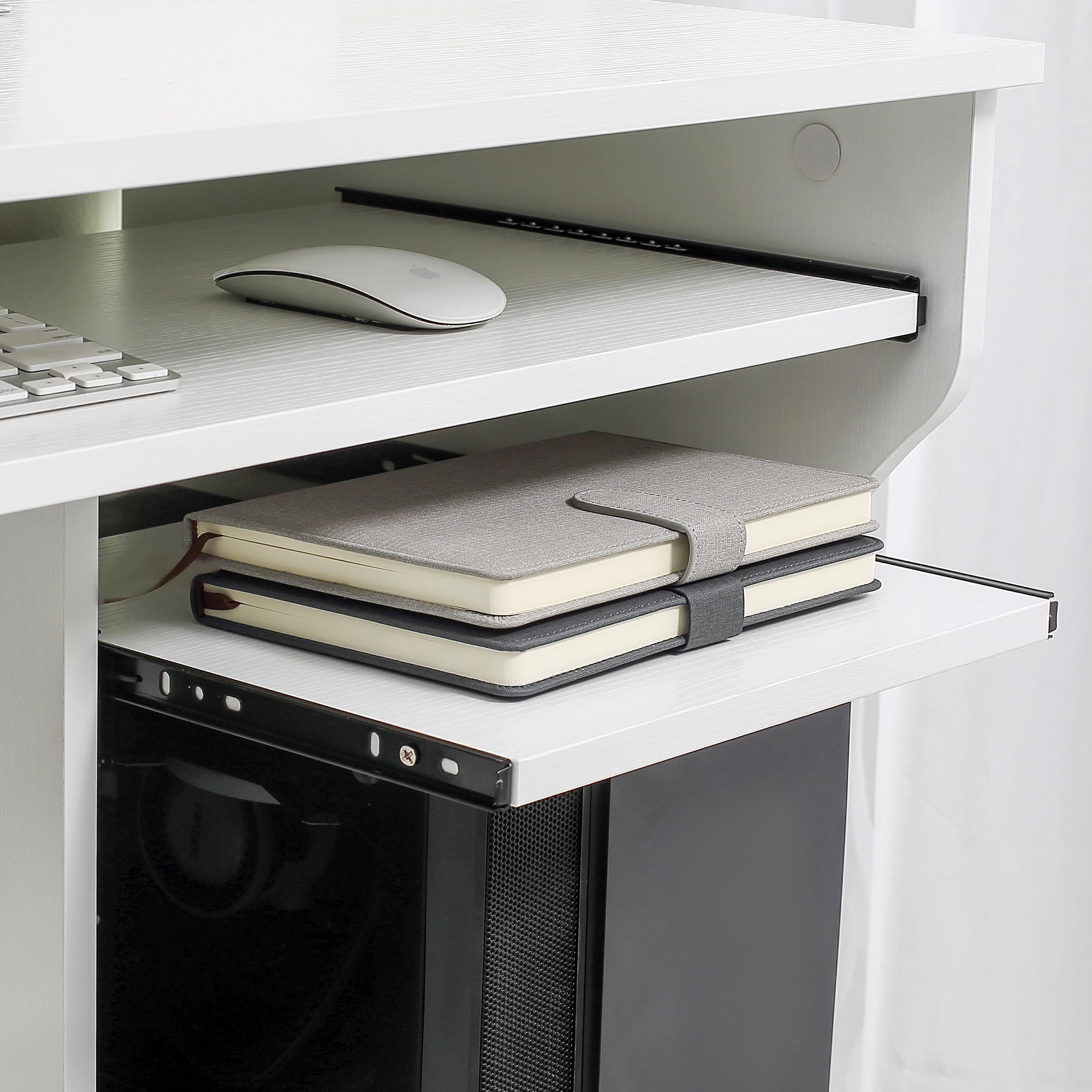 HOMCOM Multi-Storage Compact Work Desk, with Wheels - White 